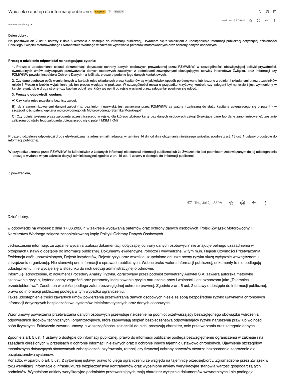Podgląd odpowiedzi PZŻ