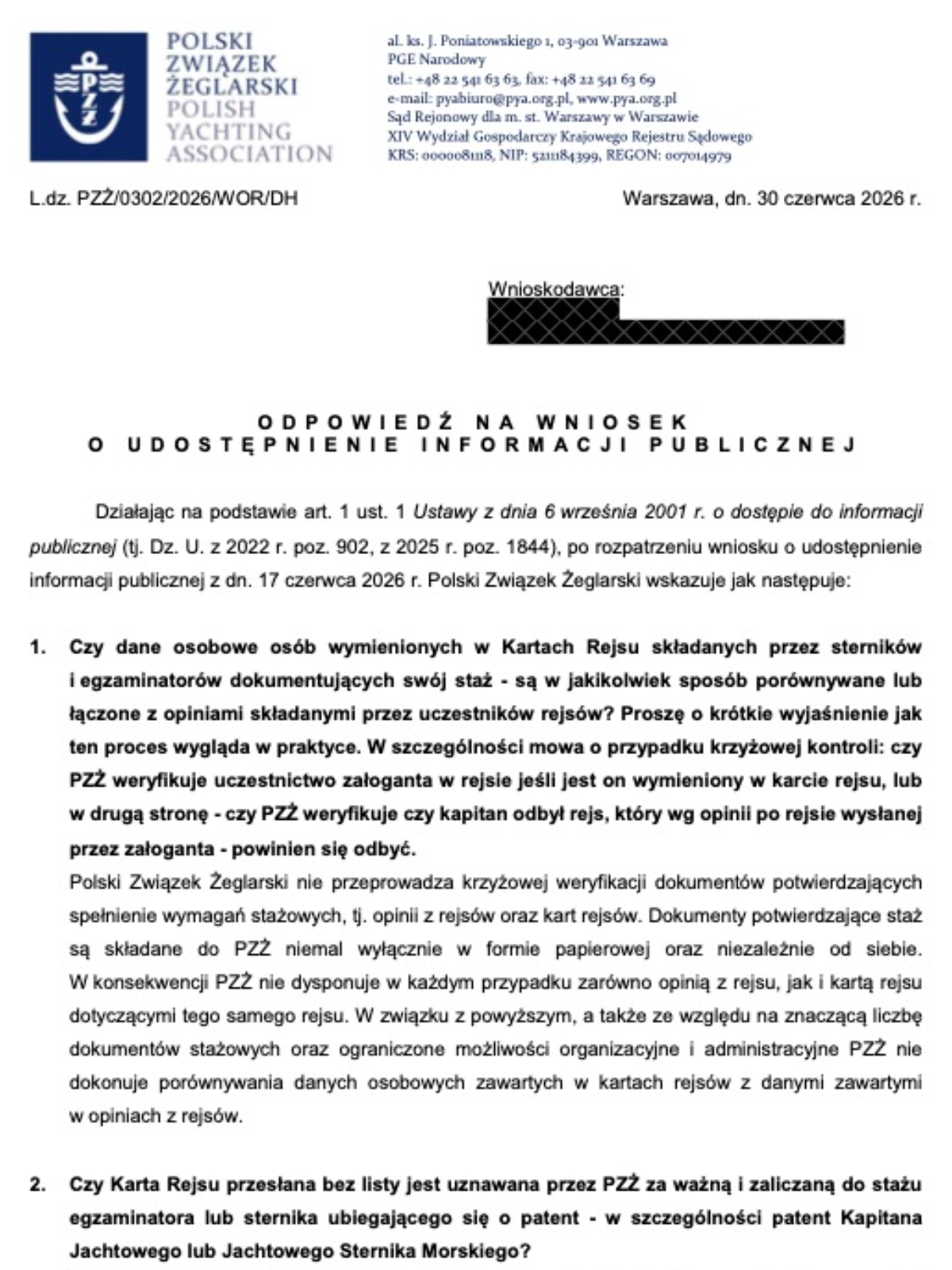 Podgląd odpowiedzi PZŻ